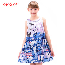 Sommer New Sytly impressão Girl&#39;s Moda Pinafore Vestido